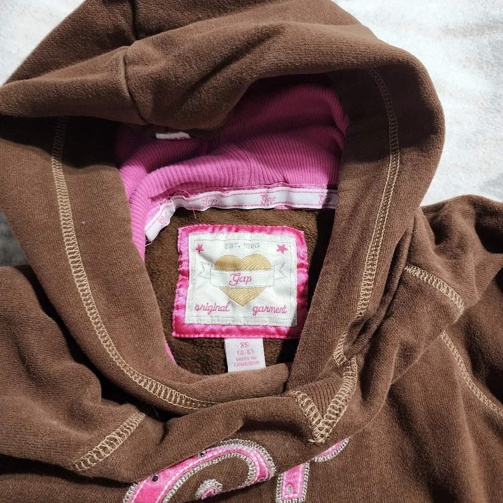 Gap Brown Kids Hoodie with Pink Accents‎ XS